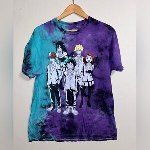 My Hero Academia Green Purple Black Tie Dye Shirt Adult Large Anime Manga